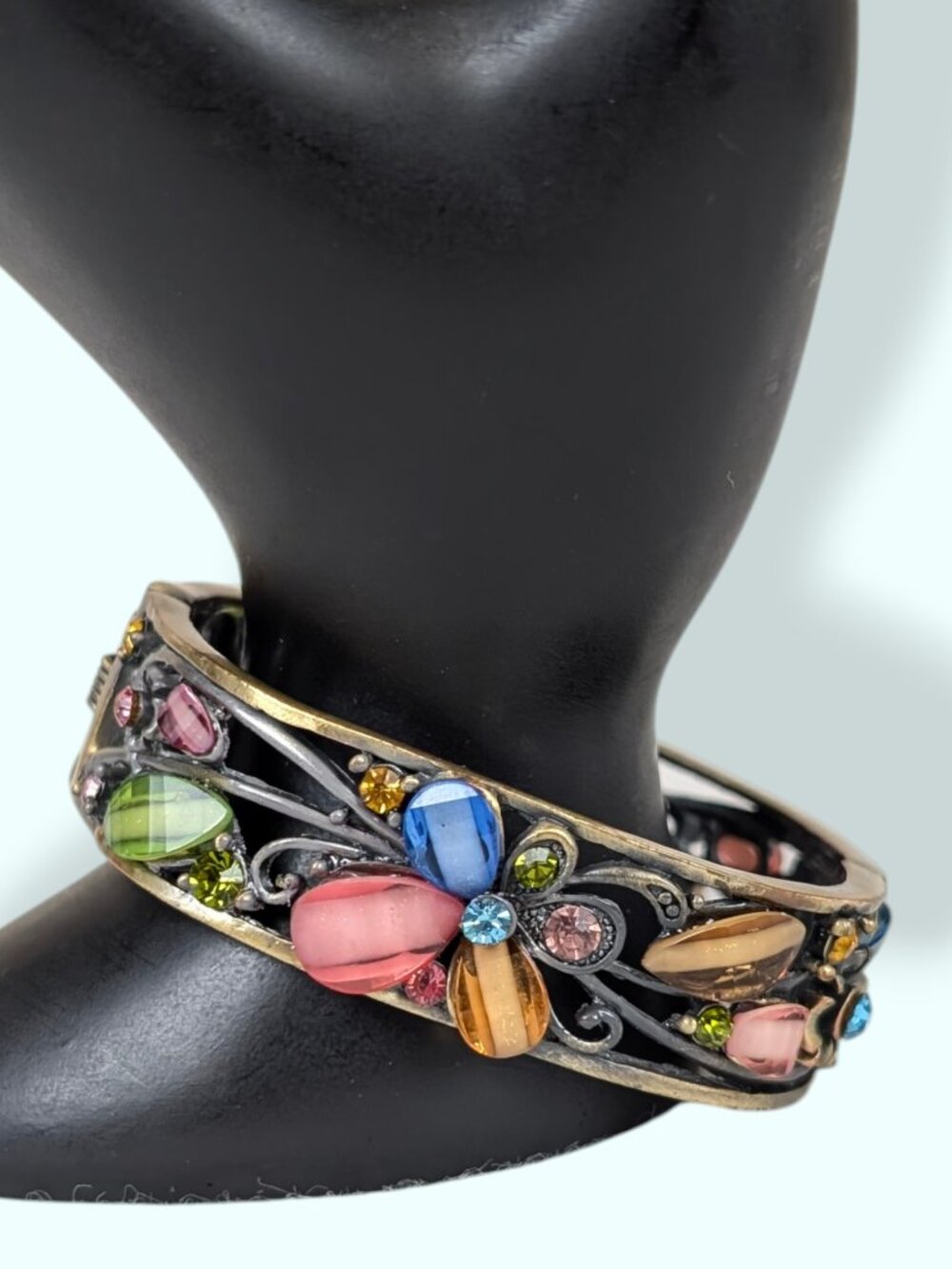(2/$20) Colourful Faceted Floral Hinge Bracelet